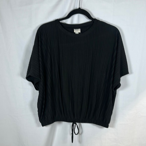 A New Day Black Boxy Tie Front Short Sleeve T-Shirt - Picture 1 of 5